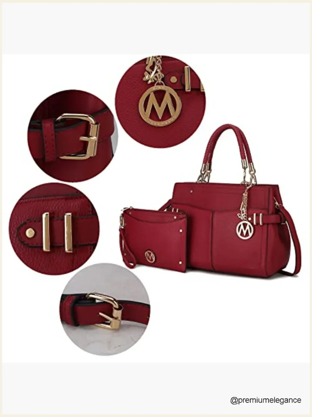 2pc Vegan Leather Satchel Crossbody and Wristlet Bag Set
